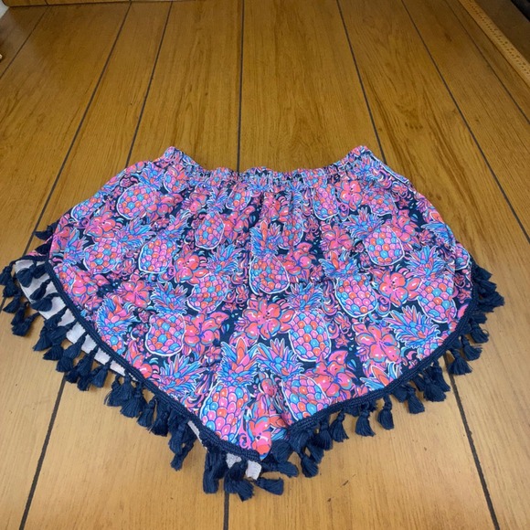 Simply Southern L/XL Pineapple Print Tassel Hem Shorts Elastic Waist Comfy - Picture 14 of 15
